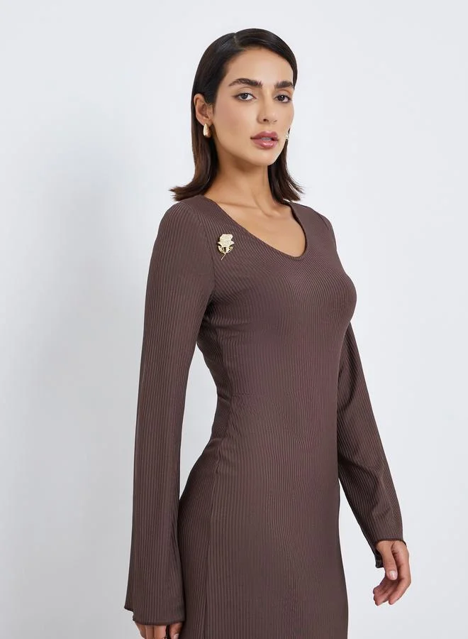 ستايلي فستان طويل محبوك مضلع